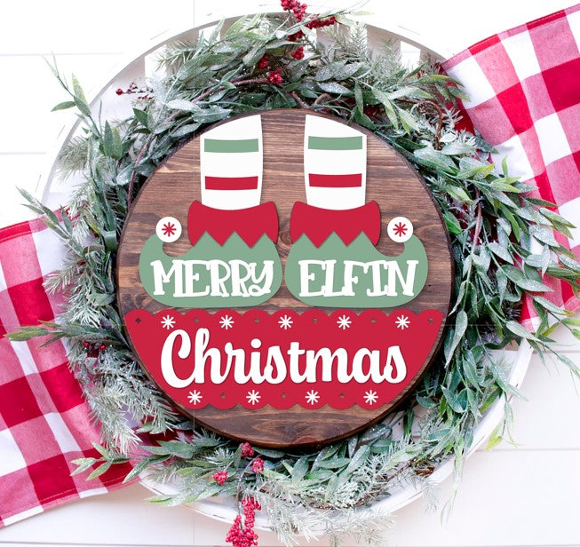 16” Holiday Wood Round and Overlay
