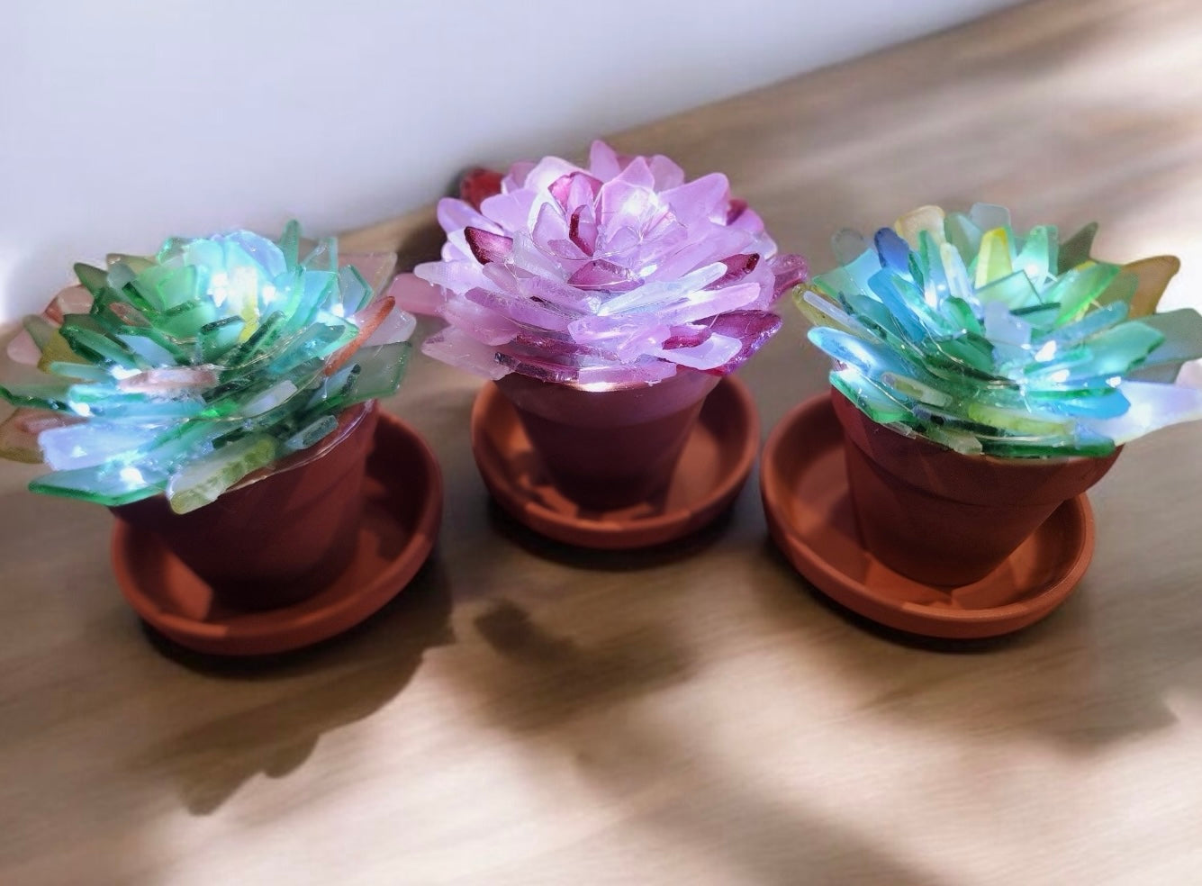 glass pots for succulents Sea Glass Succulent Pots