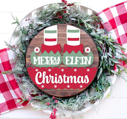16” Holiday Wood Round and Overlay