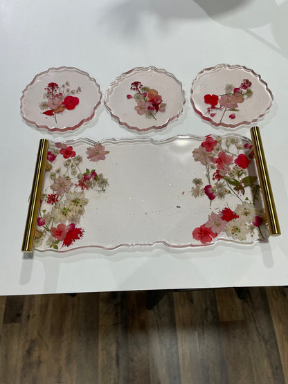 Resin tray with 3 coasters