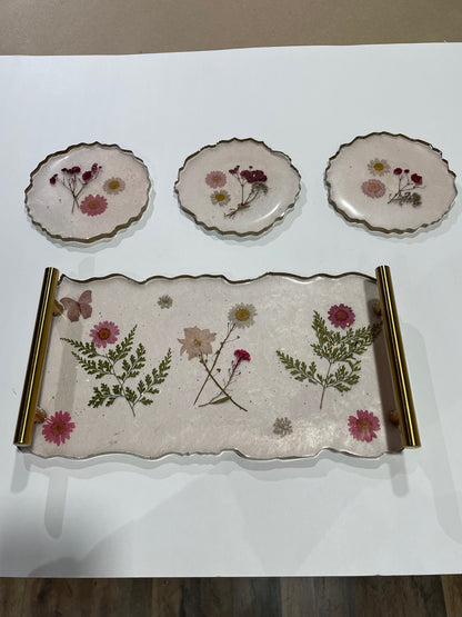 Resin tray with 3 coasters