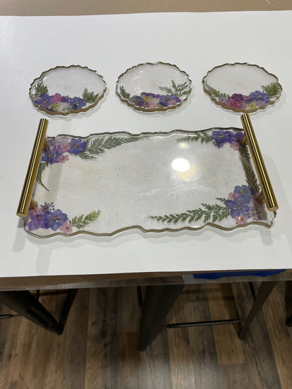 Resin tray with 3 coasters