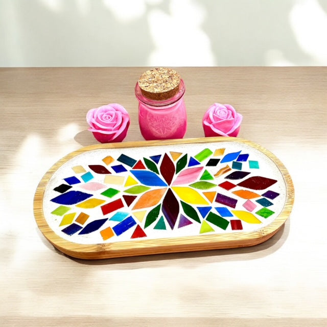 Mosaic tray with candle