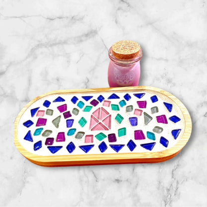 Mosaic tray with candle